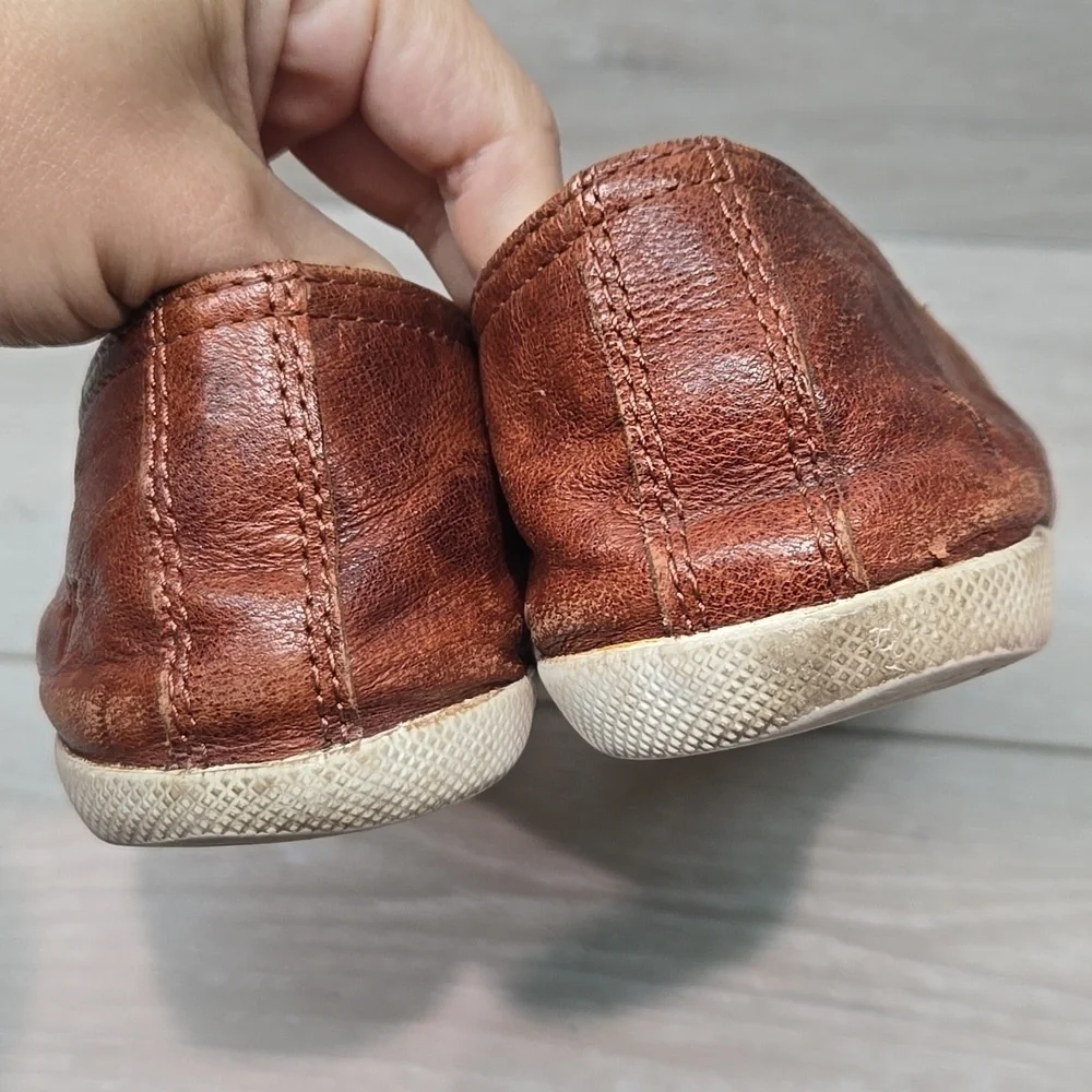 Frye Women Melanie Brown Leather Slip-On Flats Shoes Sz 7.5M